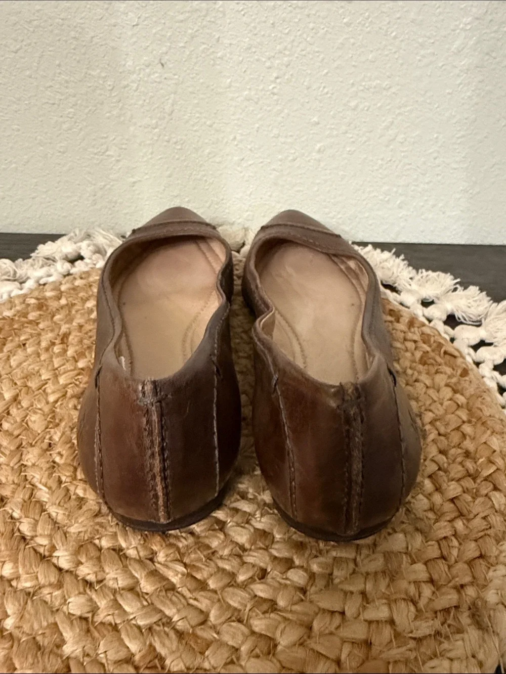 Frye Regina Pointy Toe Ballet Flats Cognac Brown Leather Shoes 8M 7200044